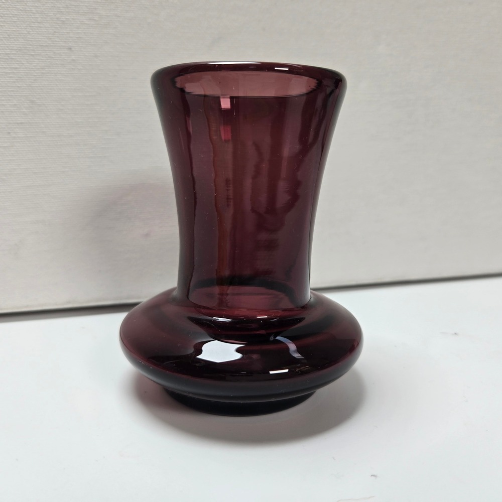 Glass Vase 4.5" Amethyst Purple Hand Blown Art Glass Bud Vase MCM Vintage VTG
